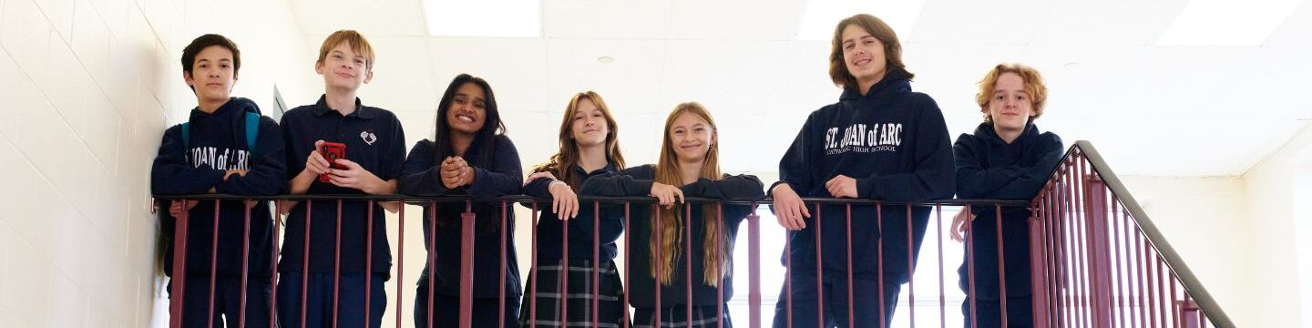 JOA Students in Uniform Top of the Stairs