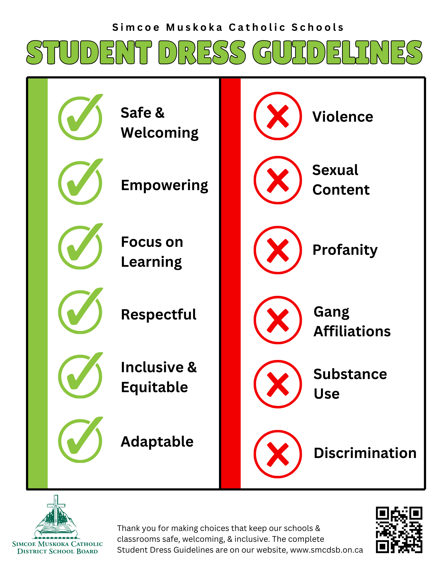 Student Dress Guidelines - Promotional Poster