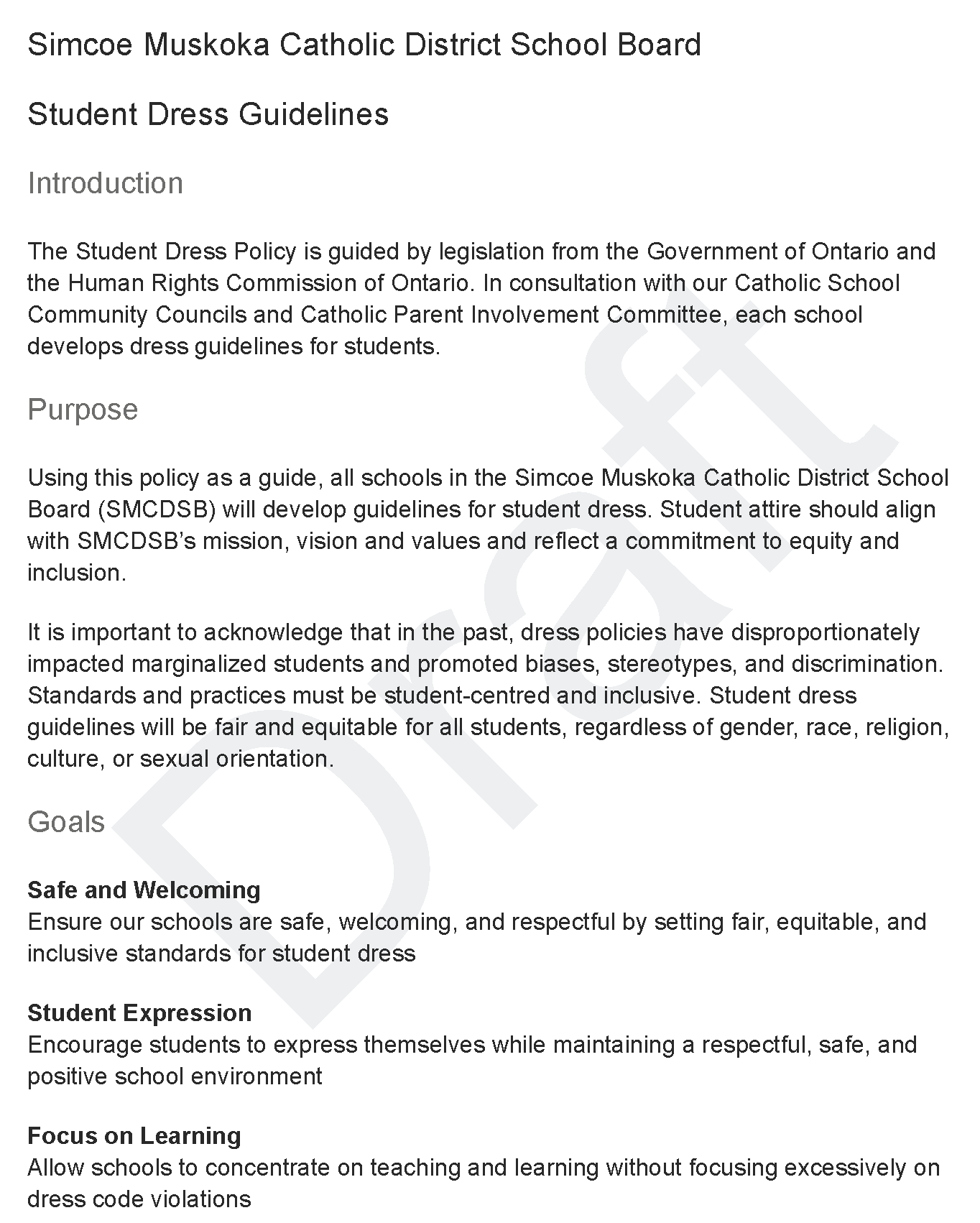 Page One: Student Dress Guidelines